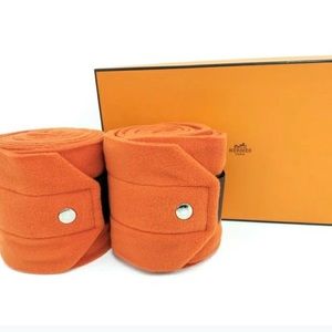 NWOT HERMES harness leg band exercise leg band loop polyester orange